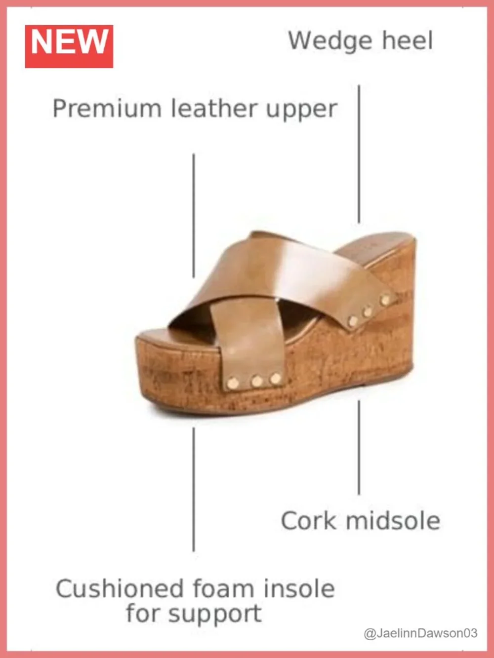 Leather Platform Wedge Sandals Studded Ankle Strap Slip On Square Toe